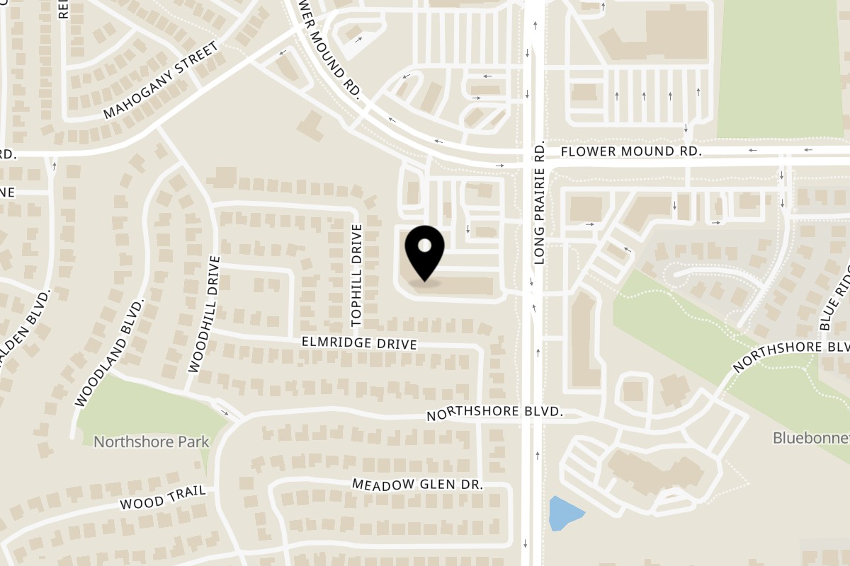Map showing the location of Maha Thai on 1901 Long Prairie Rd #260 in Flower Mound